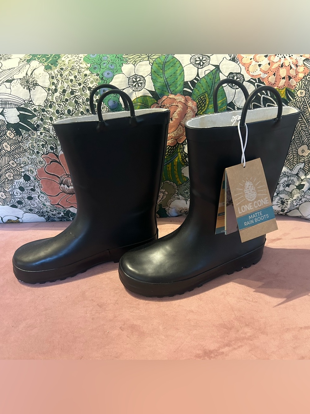 Lone Cone Kids Matte Black Rain Boots